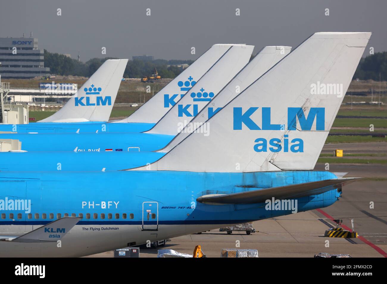 Amsterdam, pays-Bas – 14. Septembre 2016 : avions KLM Royal Dutch Airlines à l'aéroport d'Amsterdam (AMS) aux pays-Bas. Boeing est un fabricant d'avions Banque D'Images