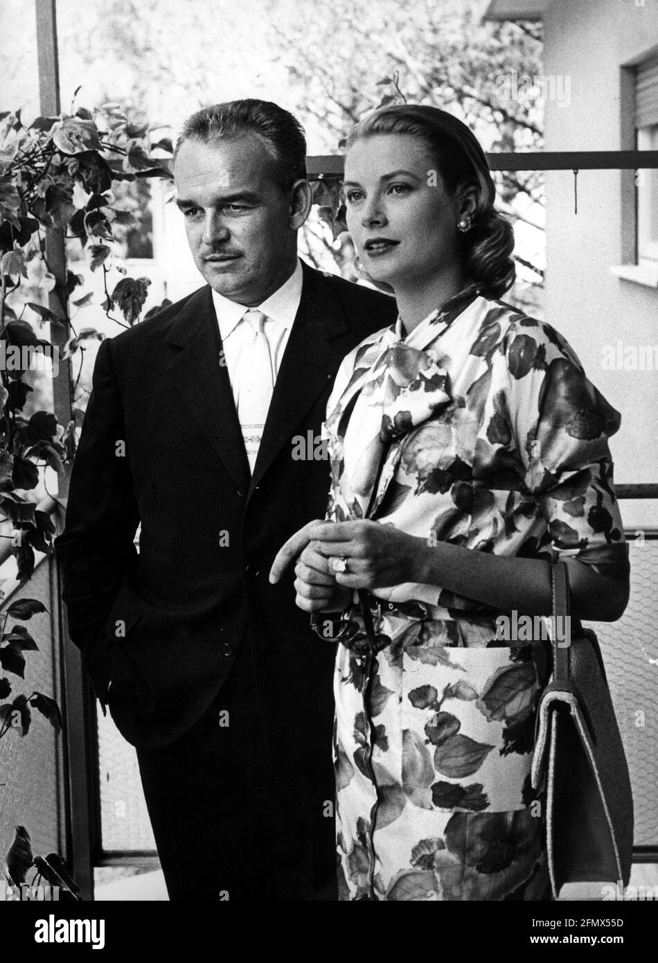 Rainier III, 31.5.1923 - 6.4.2005, Prince de Monaco, demi-longueur, avec sa femme Gracia Patricia, DROITS-SUPPLÉMENTAIRES-AUTORISATION-INFO-NON-DISPONIBLE Banque D'Images
