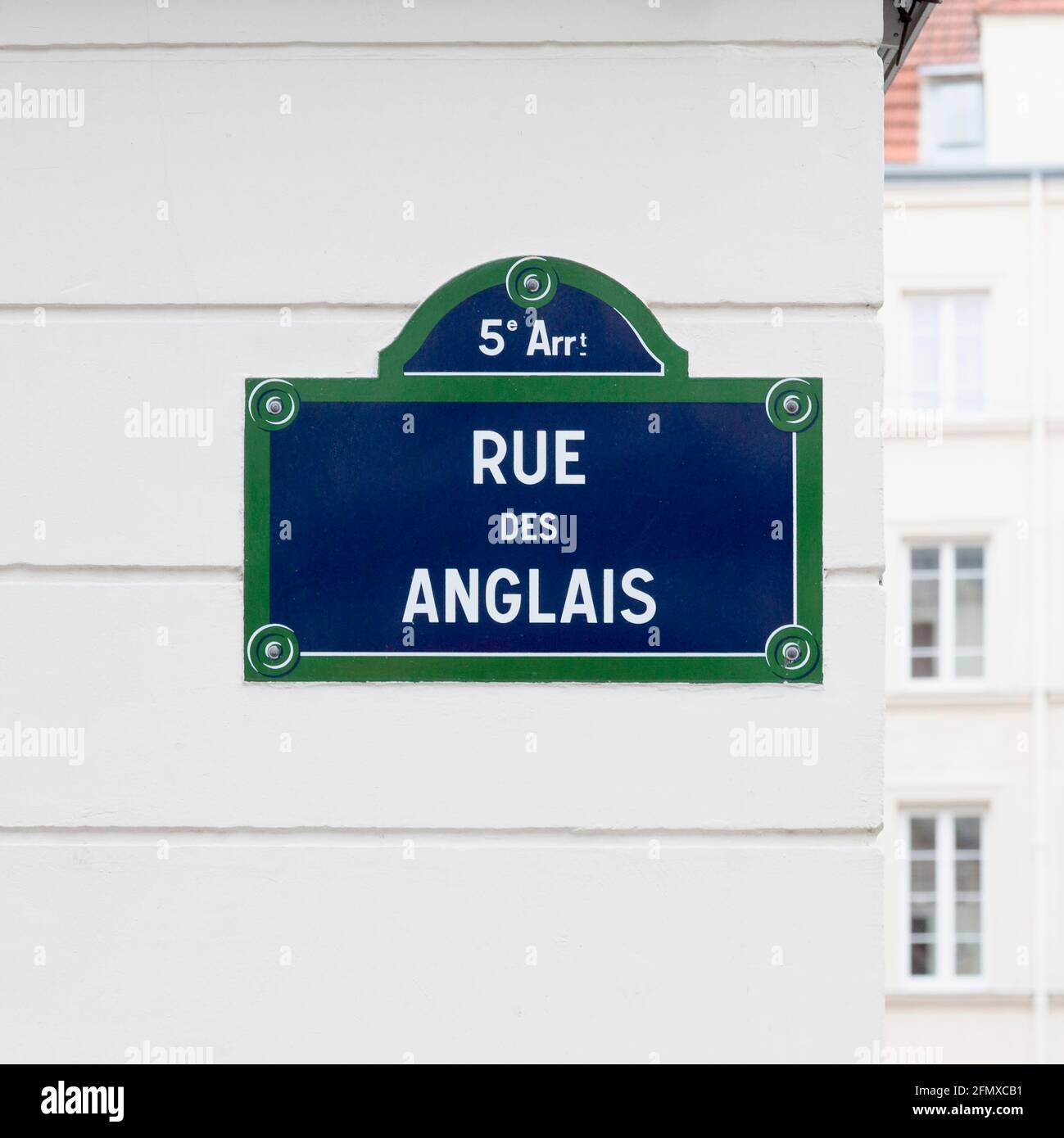 Le panneau « rue des Anglais » signifie « rue anglaise » à Paris, France Banque D'Images