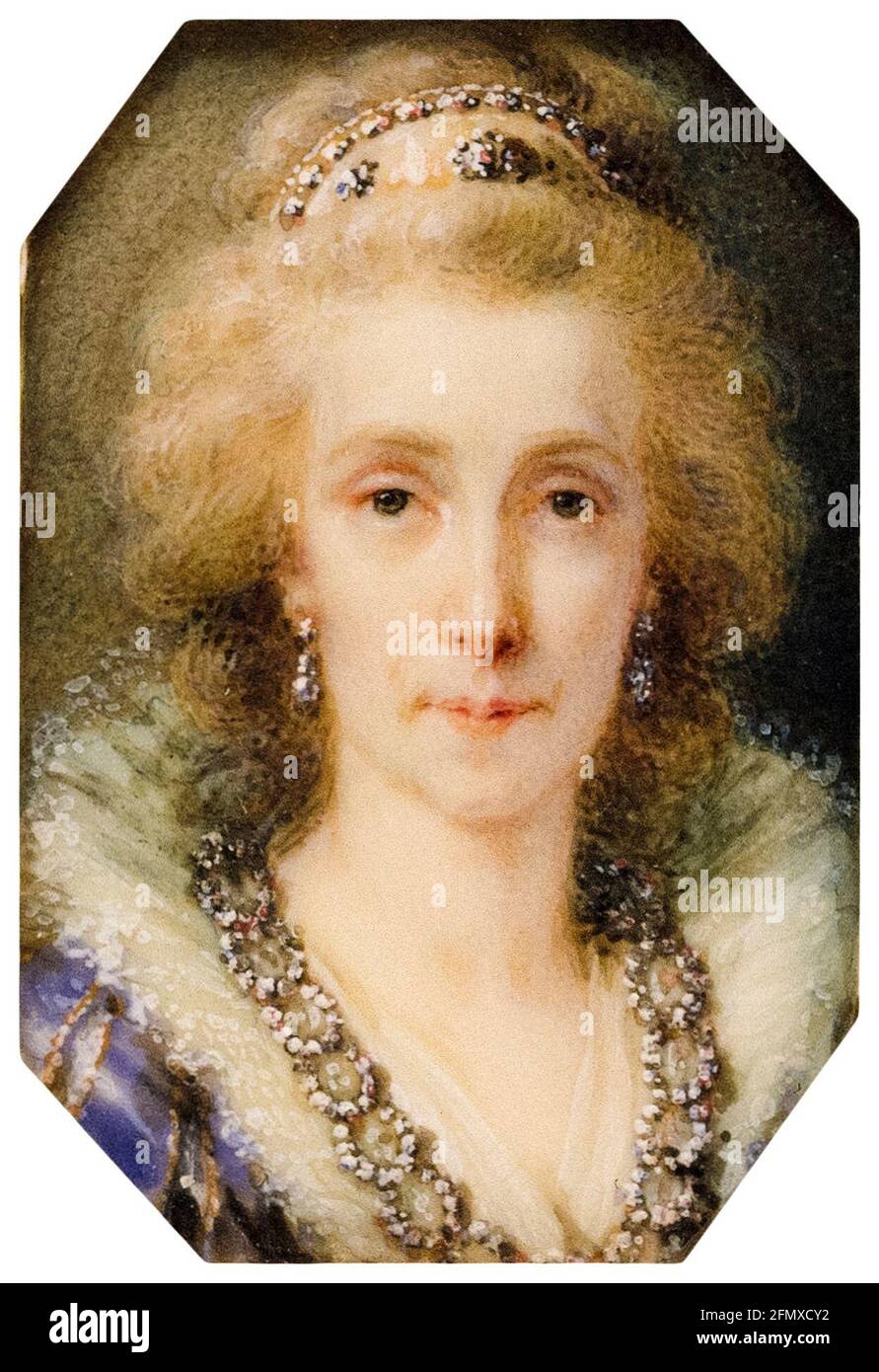 Infanta Maria Luisa, de l'Espagne (1745-1792), impératrice romaine Sainte, consort d'archiduchesse d'Autriche (1790-1792), épouse du Saint empereur romain Léopold II, portrait miniature par Heinrich Friedrich Füger, vers 1790 Banque D'Images