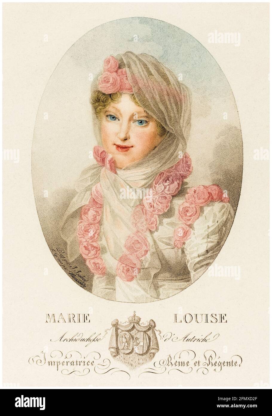 Marie Louise (1791-1847), duchesse de Parme (1814-1847), impératrice des Français (1810-1814), seconde épouse de Napoléon Bonaparte (Napoléon I), portrait gravé par Antoine Maxime Monsaldy après Jean Baptiste Isabey, avant 1816 Banque D'Images