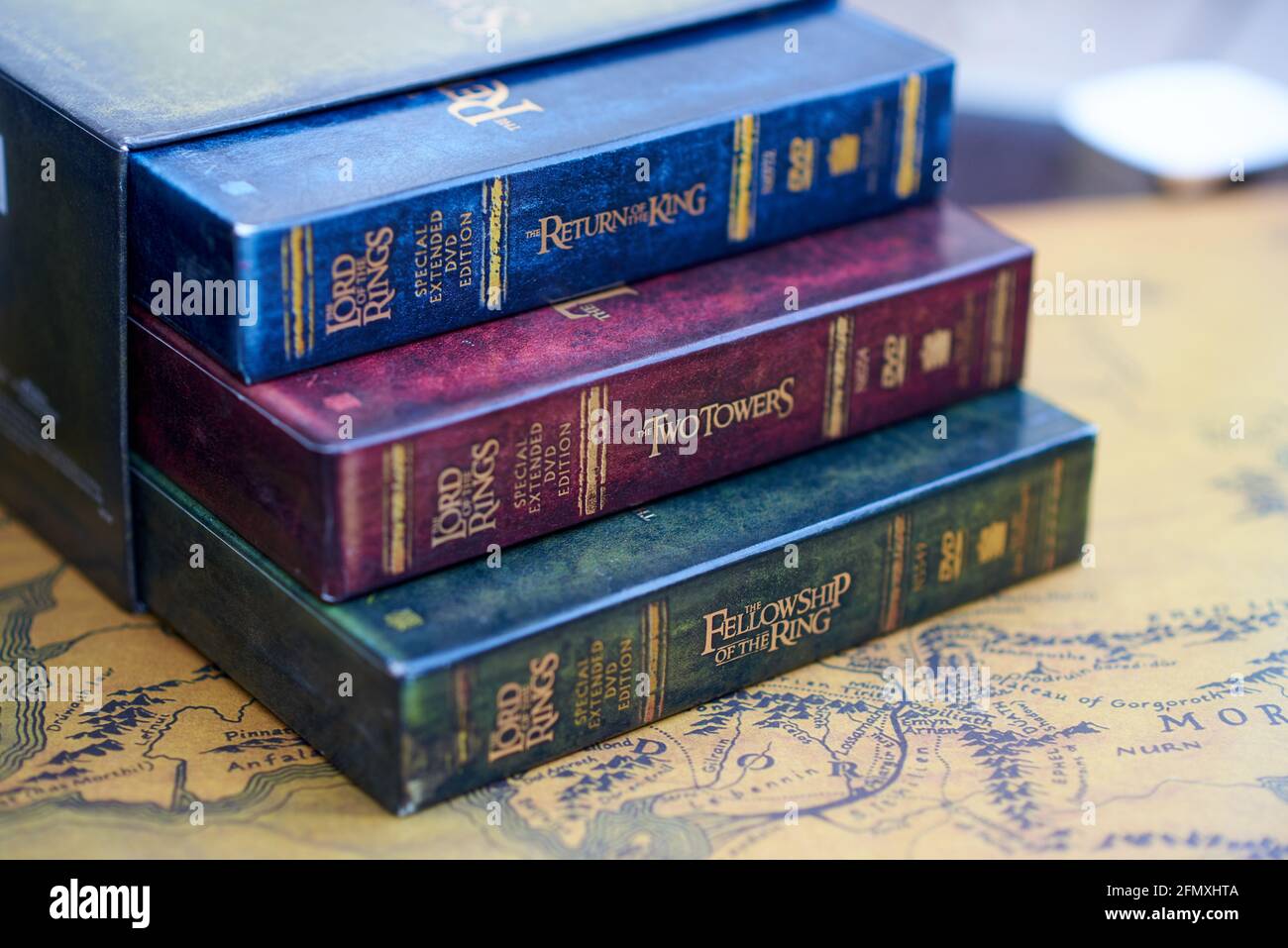 The Lord of the Rings Trilogy Special Extended Edition 12-DVD Ensemble de boîtes Banque D'Images