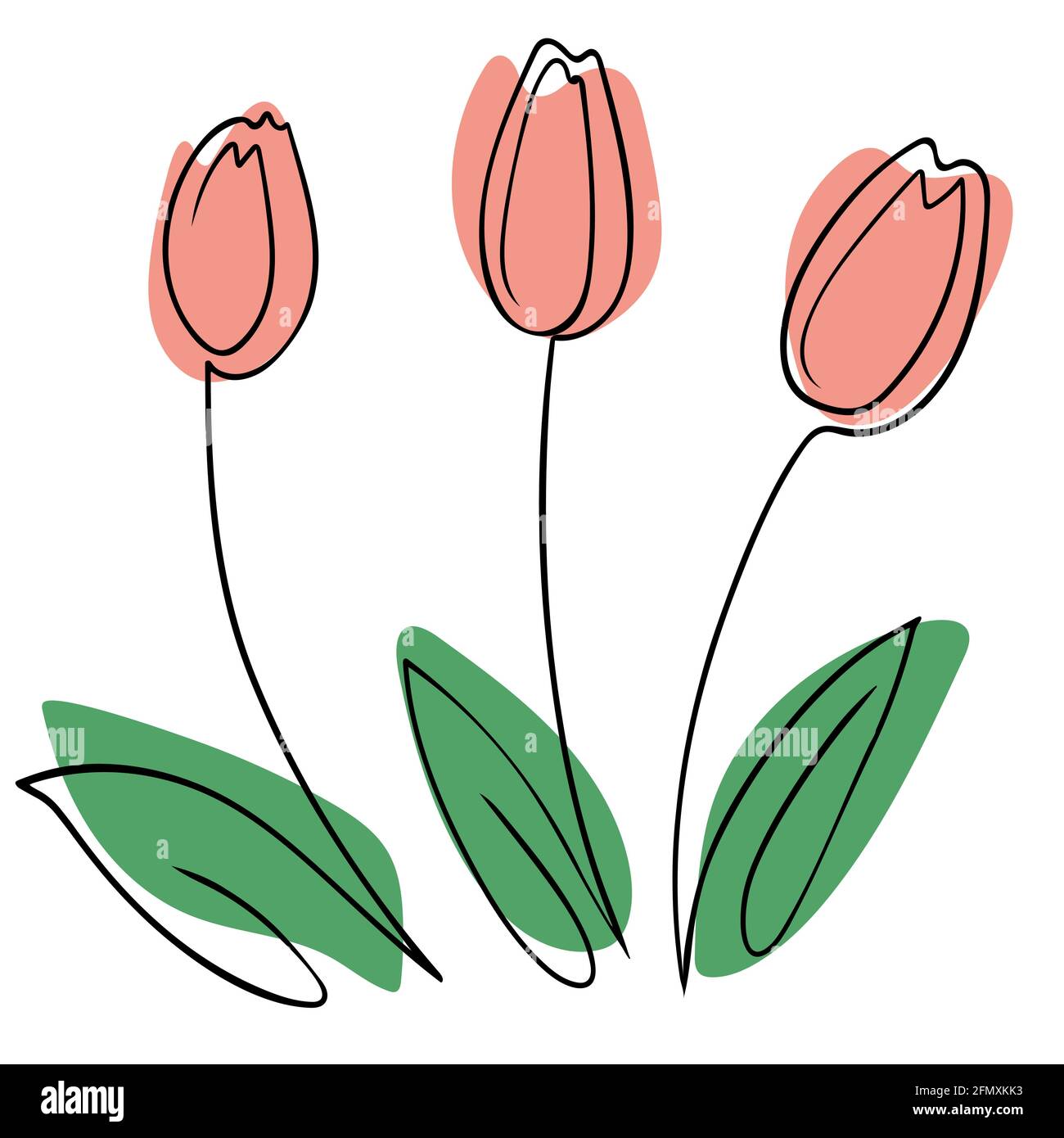 Tulipes en style art de ligne. Vecteur. Fleurs laconique stylisées modernes. Illustration de Vecteur