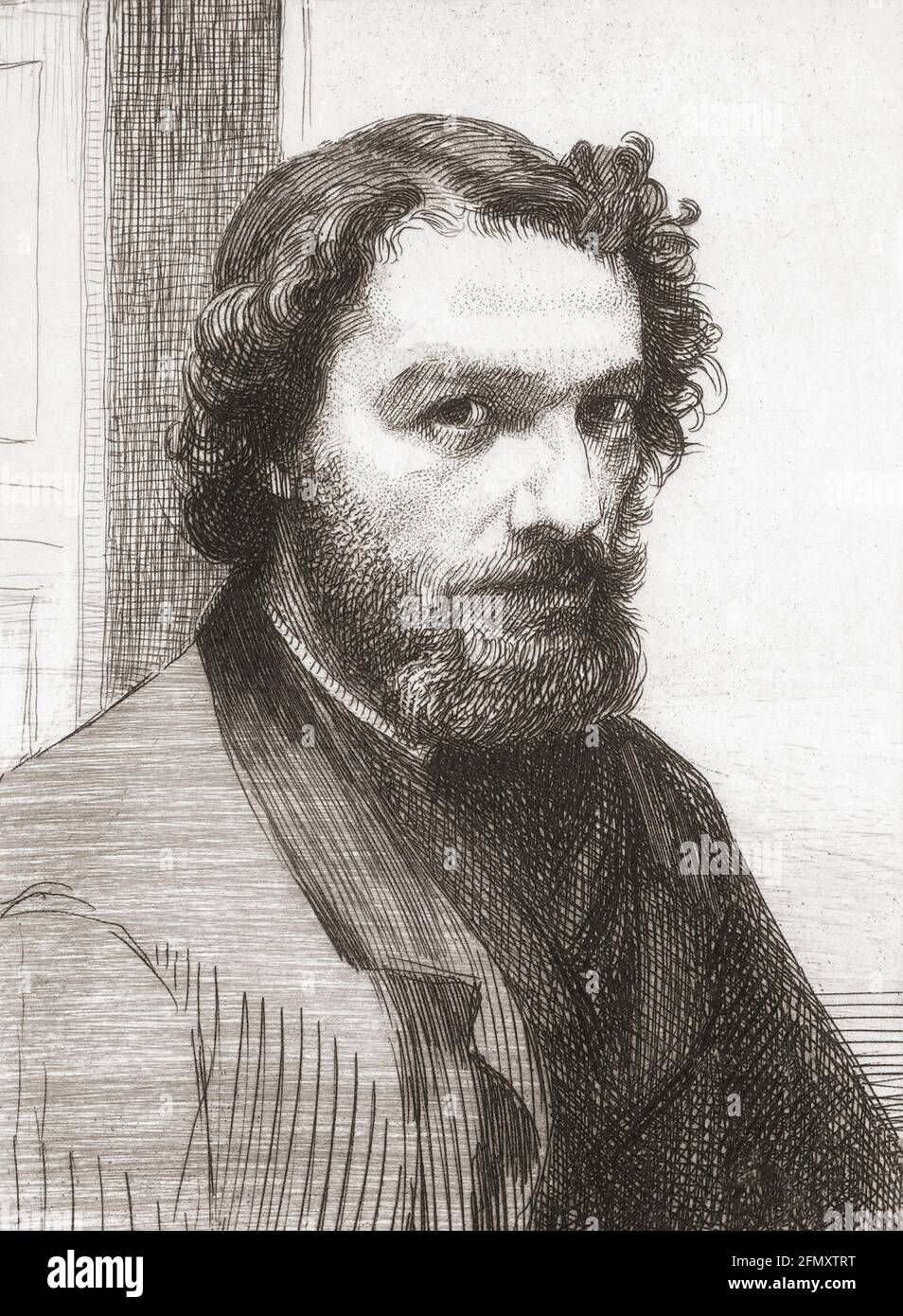 Alphonse Legros, 1837 - 1911. Artiste et sculpteur français. Il a pris la citoyenneté britannique après son déménagement à Londres. Après un travail de Felix Bracquemond. Banque D'Images