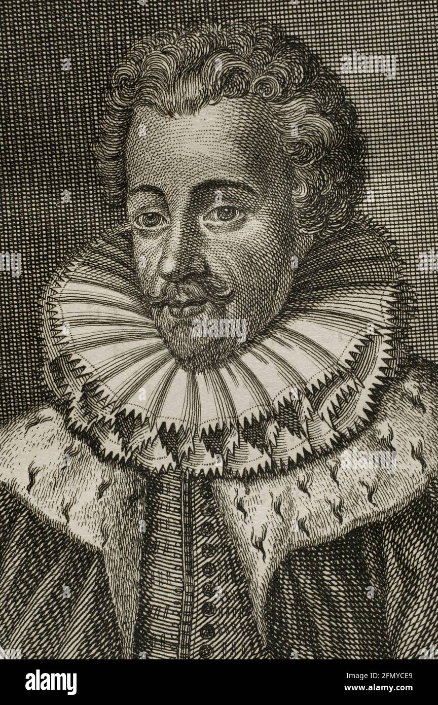 François d'Anjou (1554-1584). prince français. Duc d'Anjou et Alencon. Gravure. Détails. Guerres de Flandre. Édition publiée à Anvers, 1748. Banque D'Images