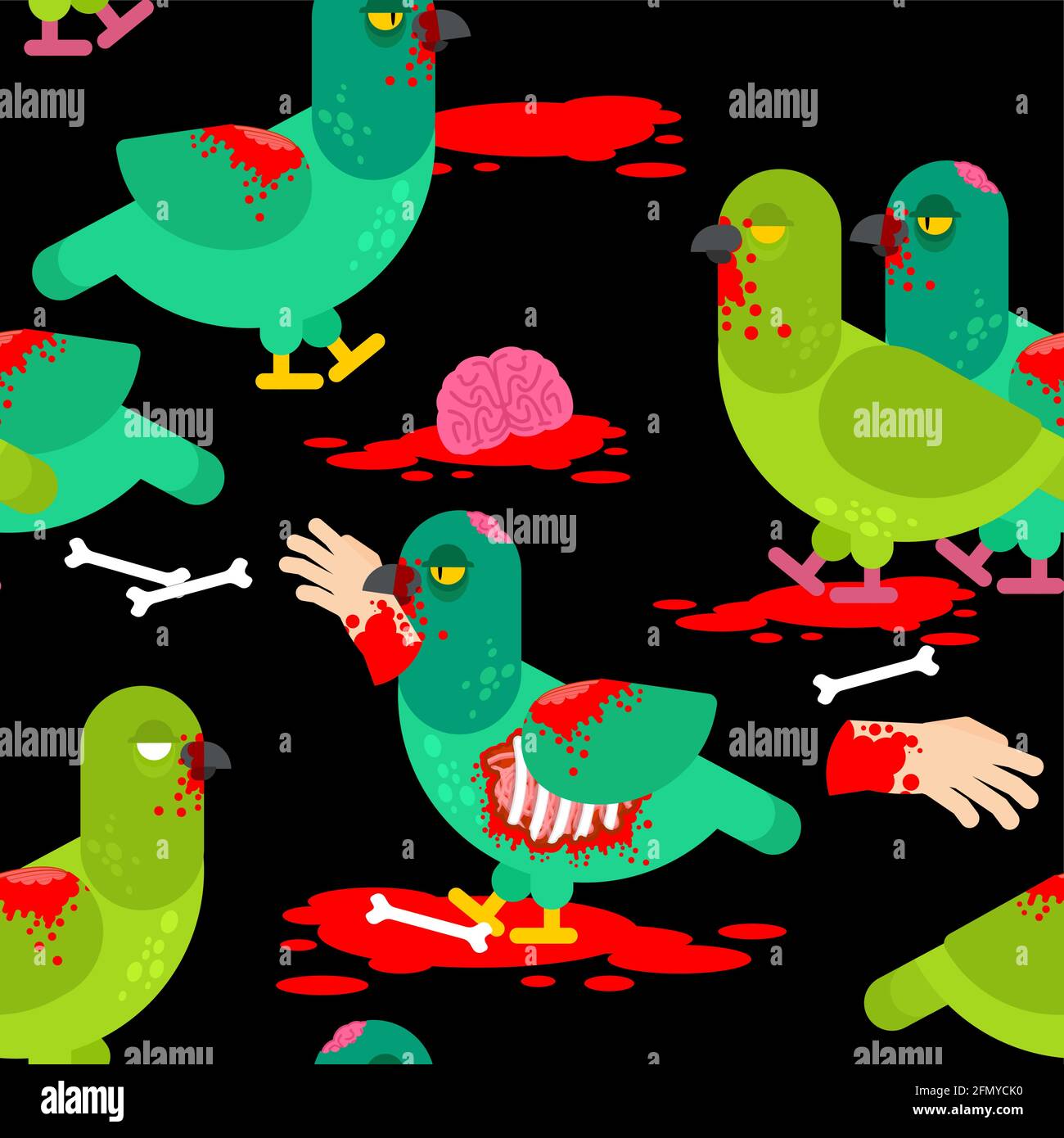 Motif de pigeon zombie sans coutures. Dove raviva le fond de monstre mort Illustration de Vecteur