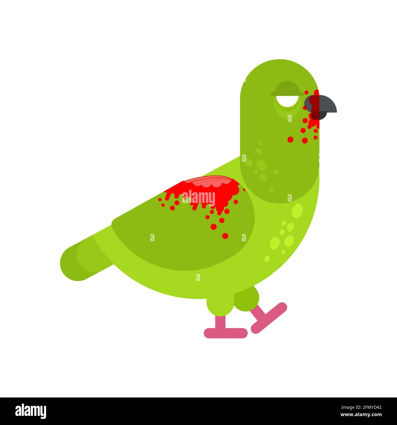 Pigeon zombie isolé. Dove raviva le monstre mort Illustration de Vecteur