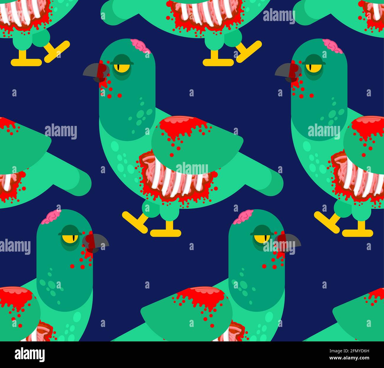 Motif de pigeon zombie sans coutures. Dove raviva le fond de monstre mort Illustration de Vecteur