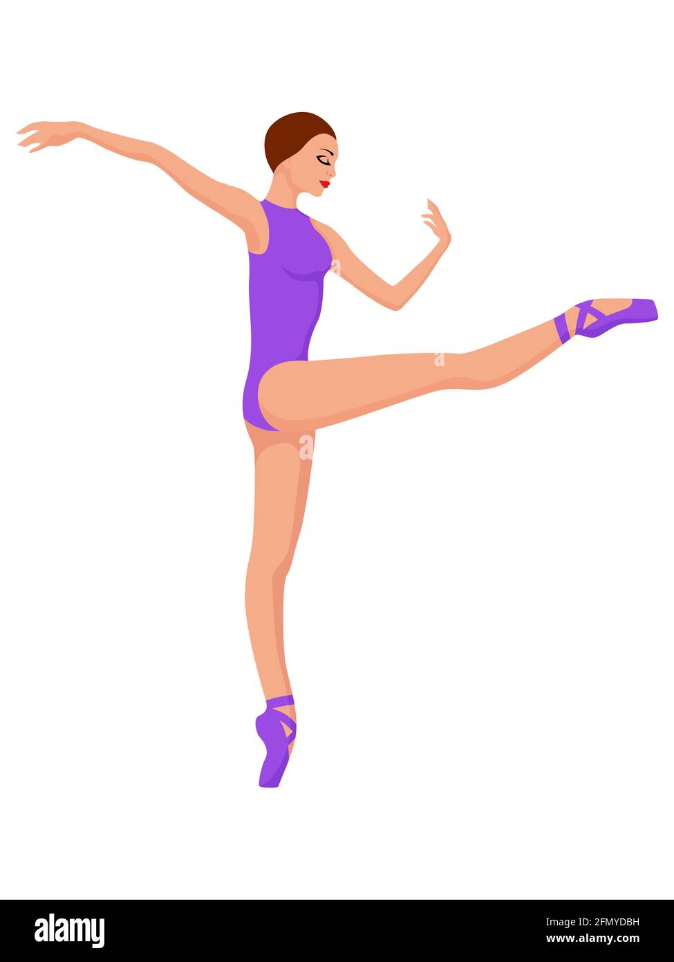 Ballerine élégante en léopard violet et chaussure de pointe, vecteur de dessin à la main, isolé sur fond blanc Illustration de Vecteur
