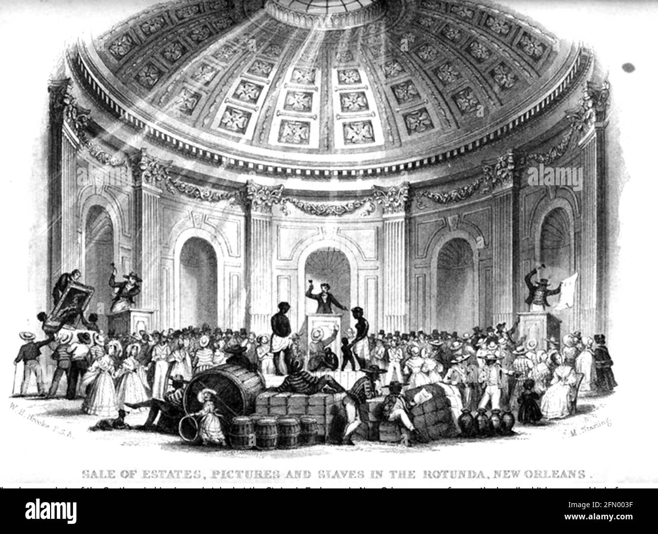 ROTUNDA, la Nouvelle-Orléans. 'Le monde des Estates, des photos et des esclaves à la Rotunda, la Nouvelle-Orléans' dans une gravure de 1842 Banque D'Images
