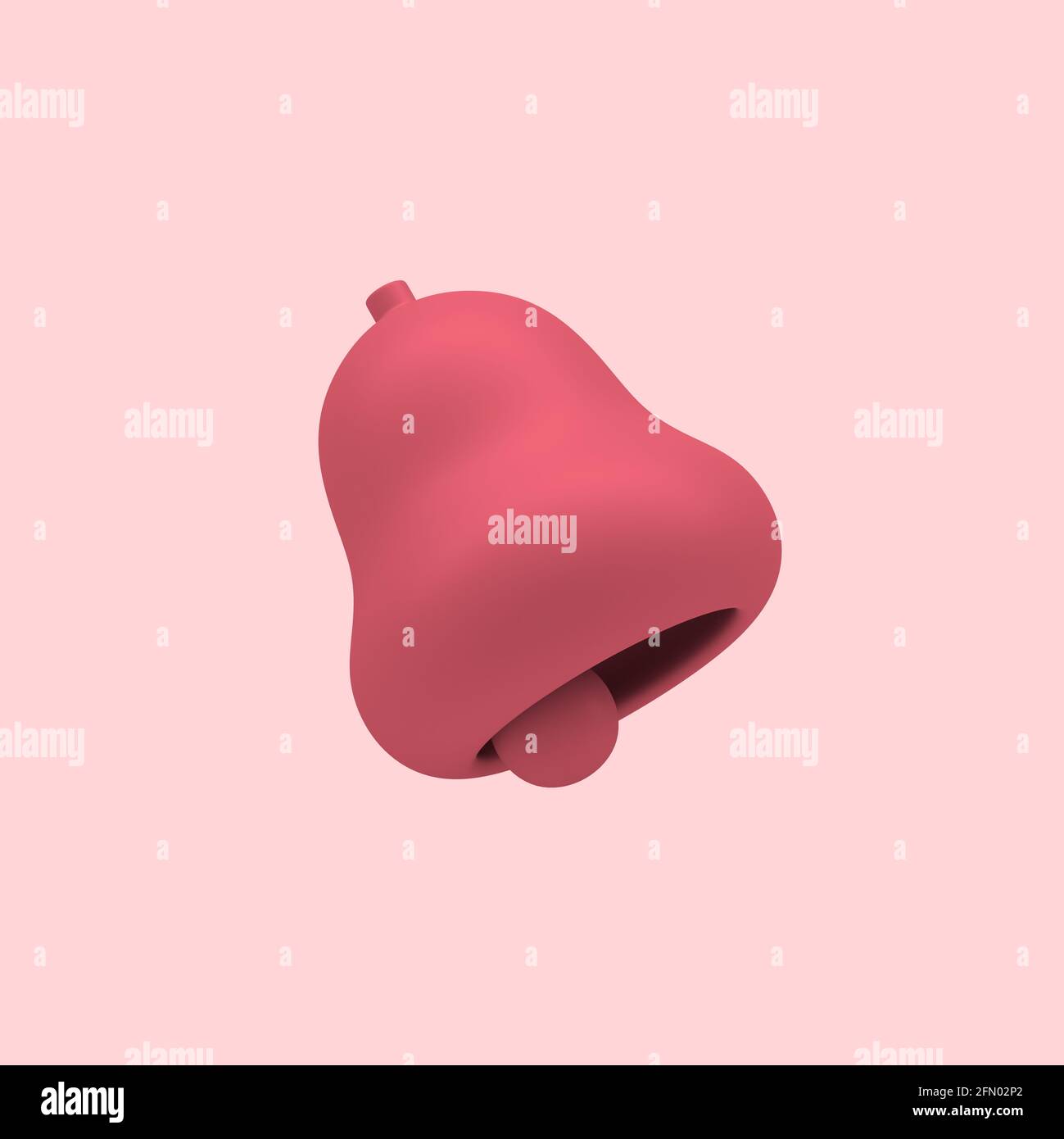 cloche de notification rouge simple 3d avec cercle isolé sur fond pastel. Illustration 3D haute qualité. rendu 3d Banque D'Images