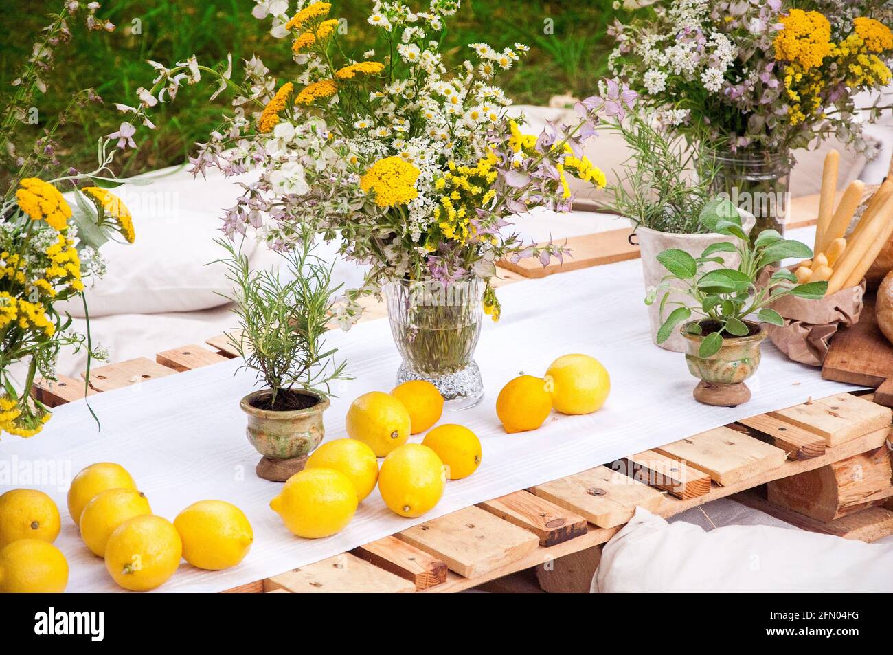 Citrons pour les vacances de citrons dans le décor de fleurs. Le Festival Menton Lemon France février Banque D'Images