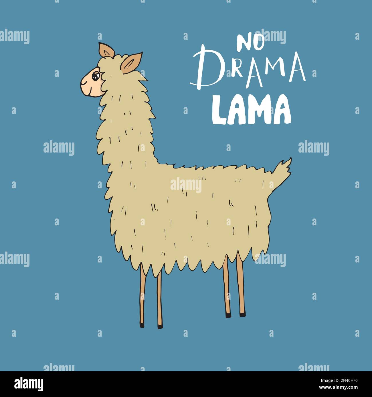 Joli Lama Avec Lettrage Sans Drame Caricature Lama Dessin Animal Bebe Et Enfants Dessin Imprime Illustration Vectorielle Image Vectorielle Stock Alamy