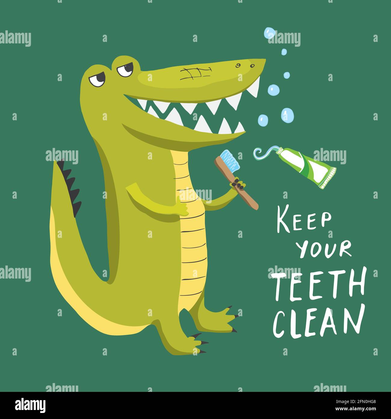 Adorable Crocodile Avec Brosse A Dents Dessin Anime Motif Animal Pour Bebe Et Enfants Illustration Vectorielle Image Vectorielle Stock Alamy