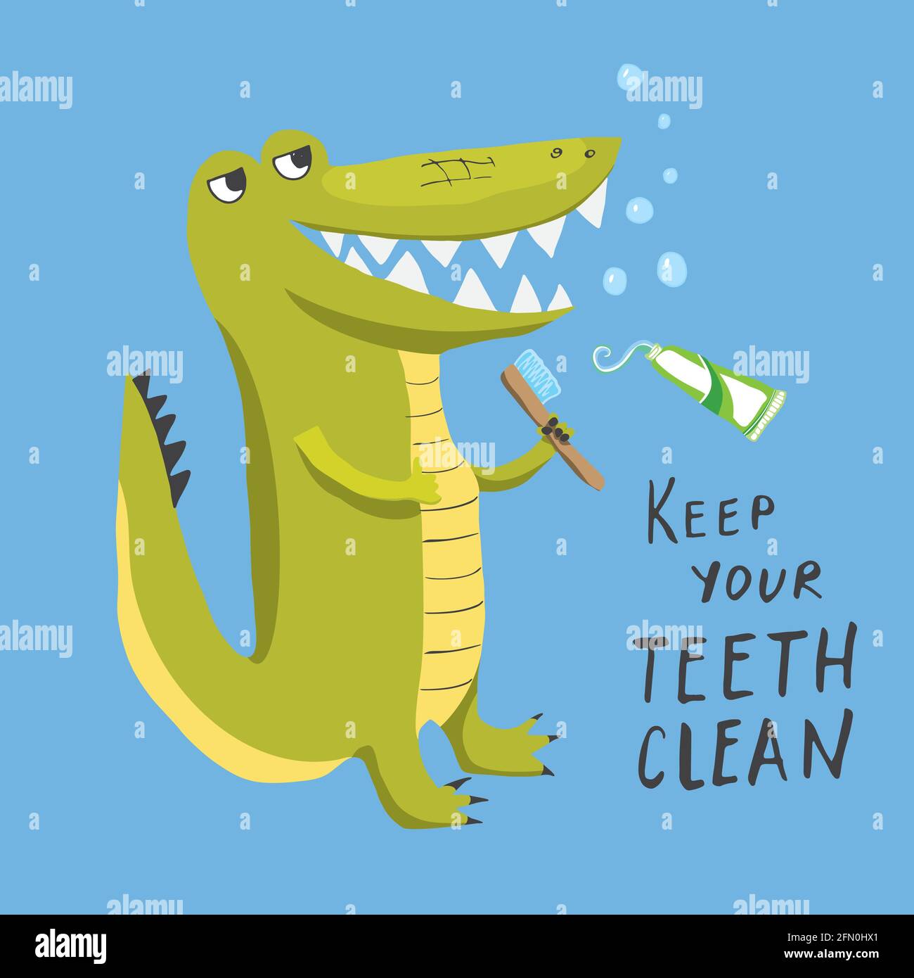 Adorable Crocodile Avec Brosse A Dents Dessin Anime Motif Animal Pour Bebe Et Enfants Illustration Vectorielle Image Vectorielle Stock Alamy