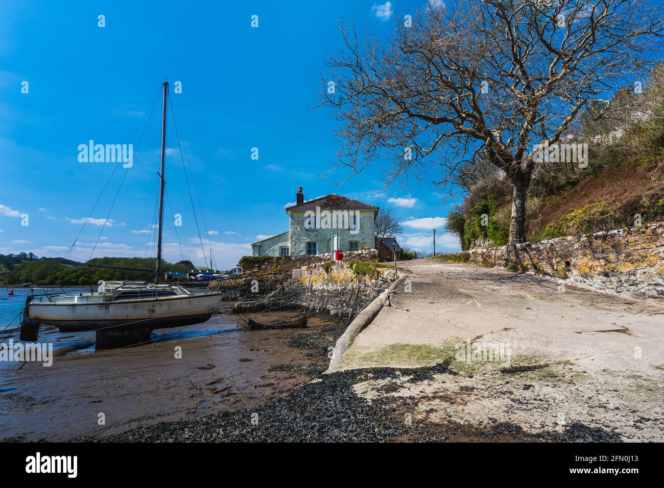 Vue sur Sunny Corner et la rivière Truro, Cornouailles, Angleterre Banque D'Images