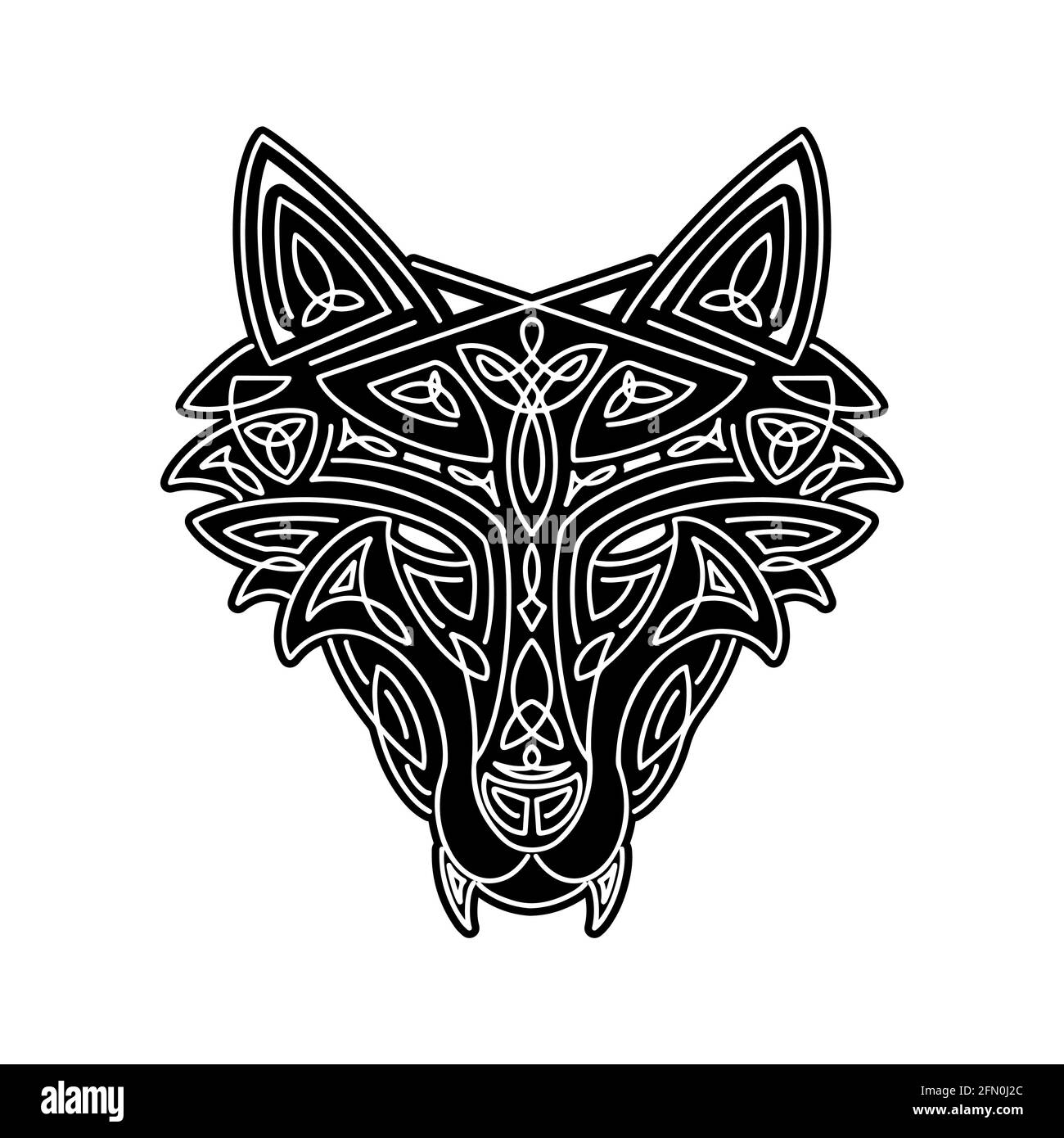 Tete De Loup Style Celtique Motif Typographique T Shirt Imprime Animal Sauvage Illustration Vectorielle Image Vectorielle Stock Alamy
