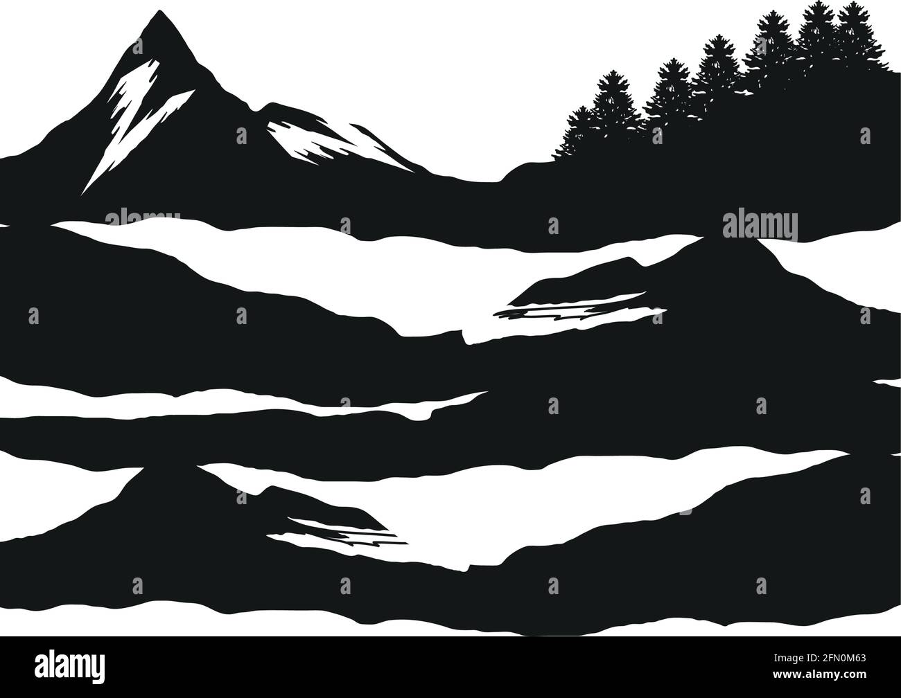 silhouette arbres de paysage Illustration de Vecteur