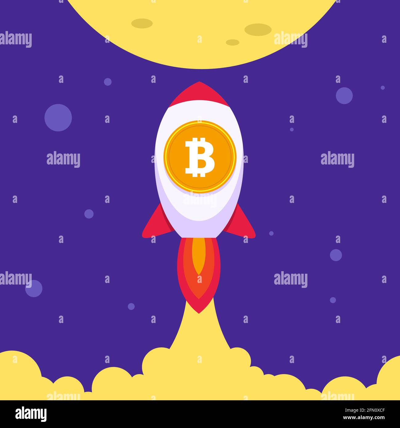 Lance-roquettes Bitcoin (BTC), concept de crypto-monnaie. Le Bitcoin est  monté en flèche sur la lune Image Vectorielle Stock - Alamy