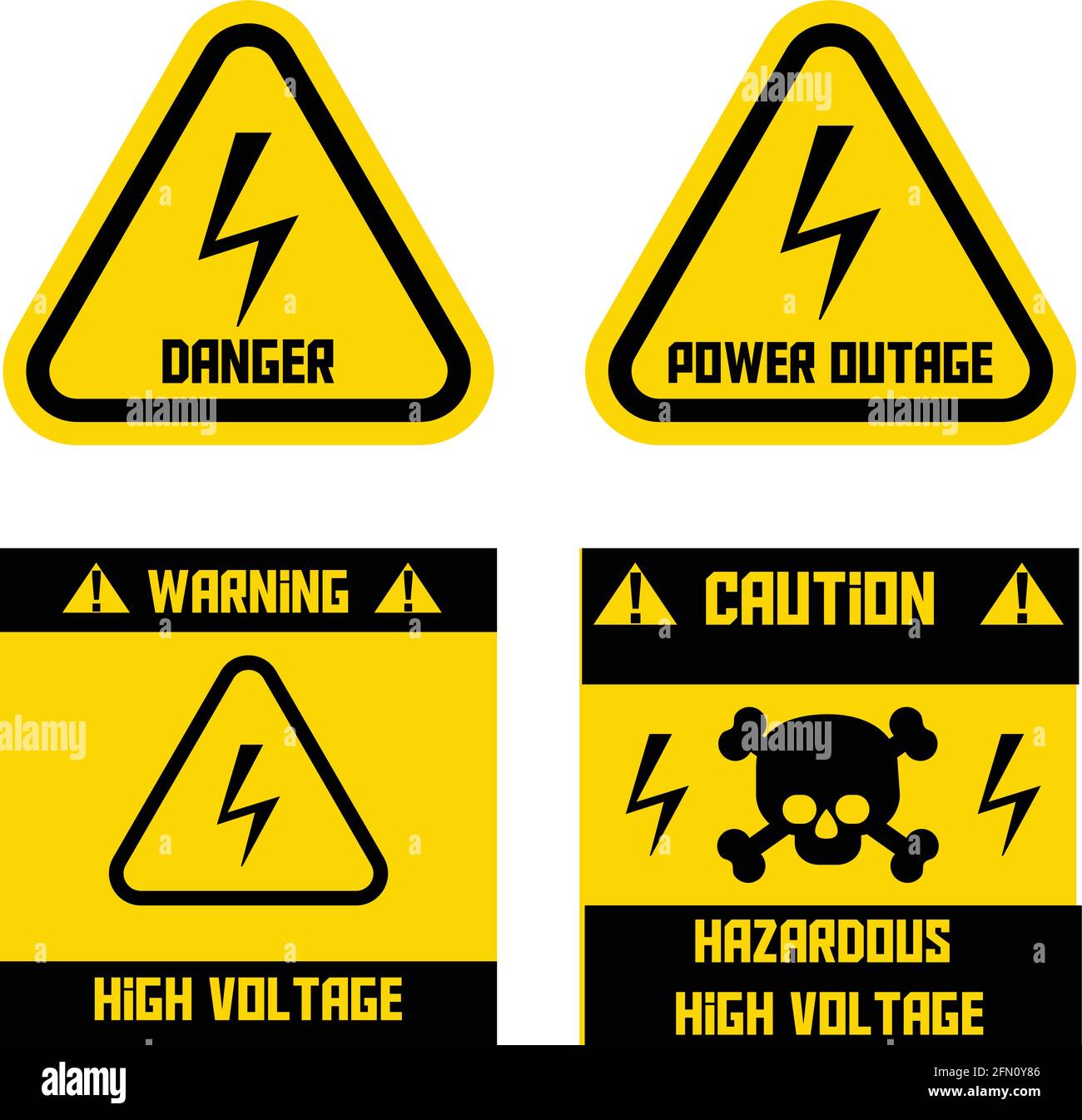 Signe de haute tension. Signe de danger. Coupure de courant. Attention haute tension dangereuse. Vecteur Illustration de Vecteur