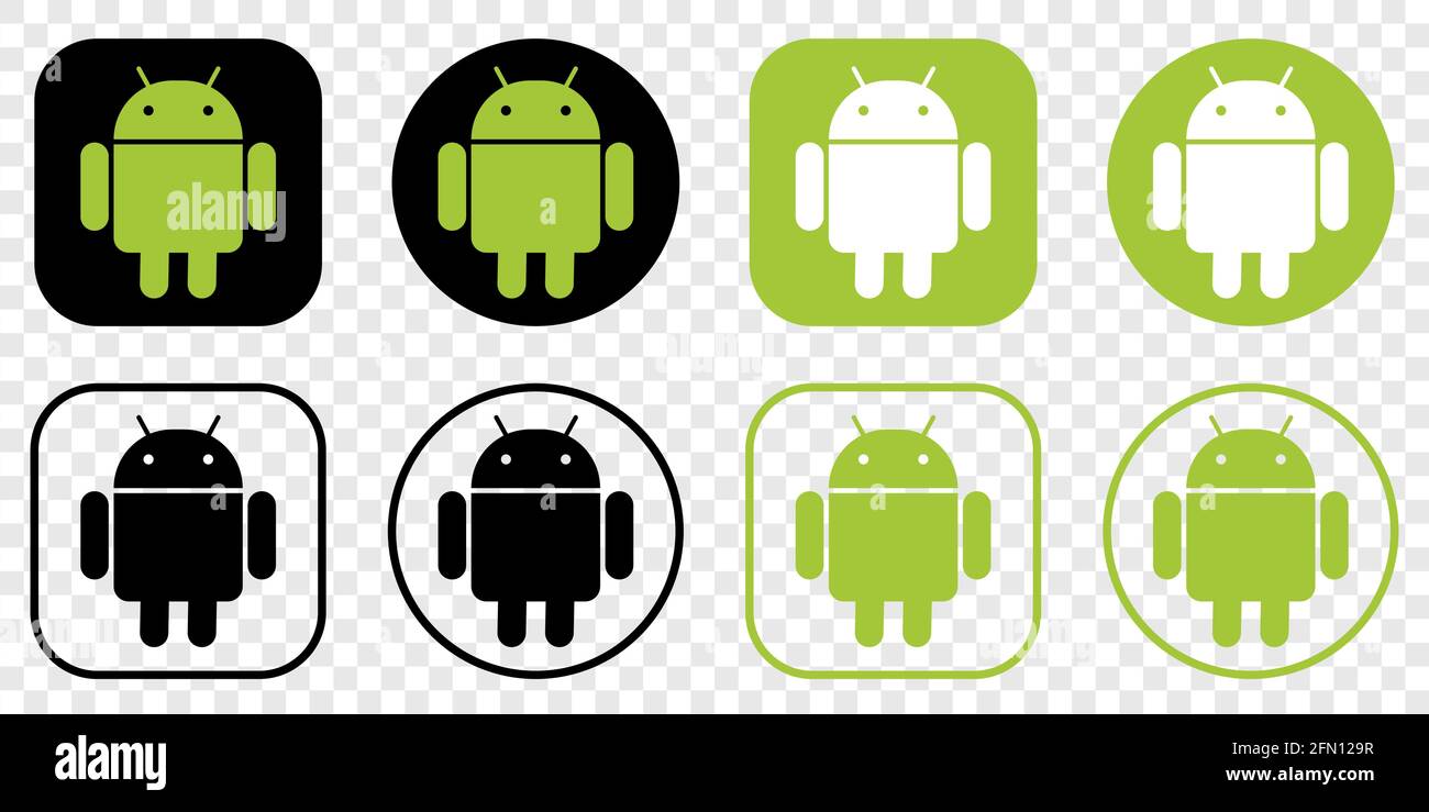Vinnytsia, Ukraine - 11 mai 2021 : ensemble du logo Android. Système d'exploitation mobile pour smartphones, tablettes, ordinateurs et autres périphériques. Vecteur illustrat Illustration de Vecteur