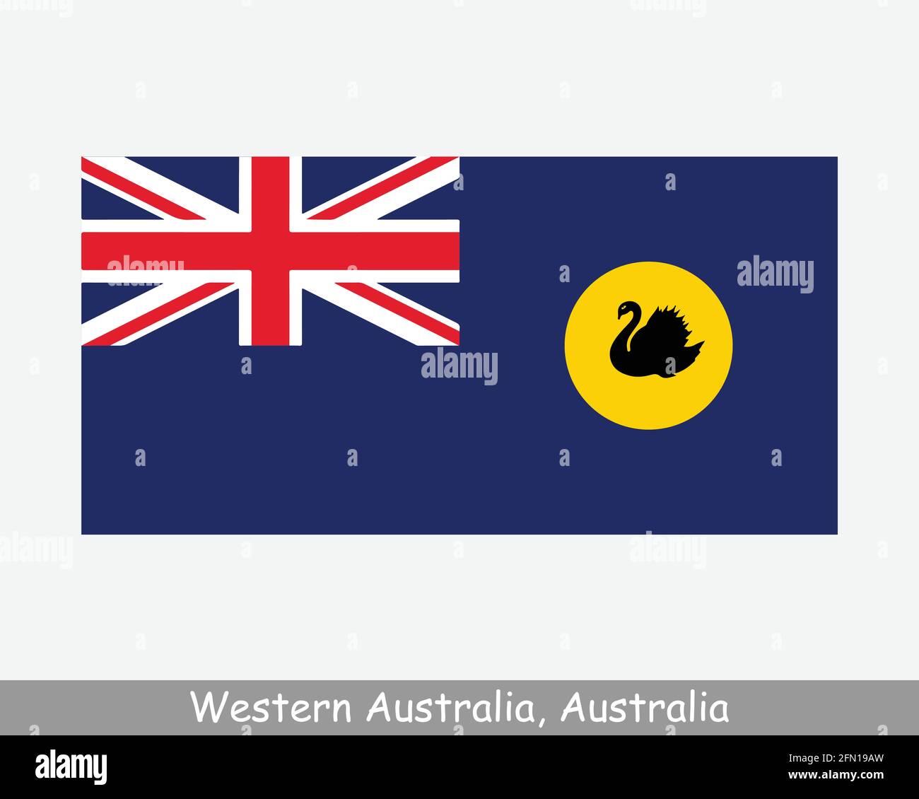 Drapeau de l'Australie occidentale. Drapeau de WA, au. Bannière de l'État australien. Fichier d'illustration de vecteur EPS Illustration de Vecteur