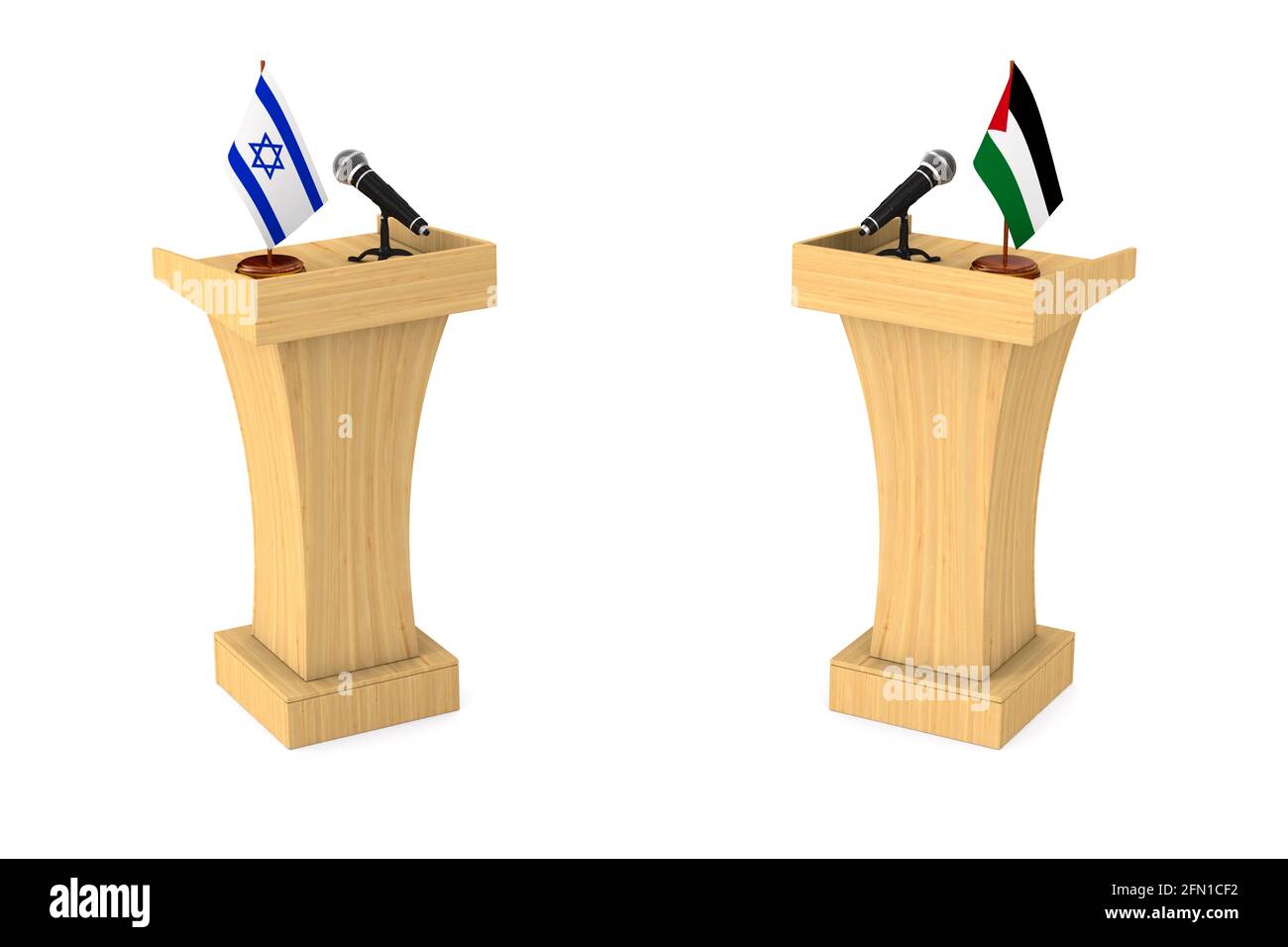 Relations entre Israël et la Palestine. Illustration 3D Banque D'Images