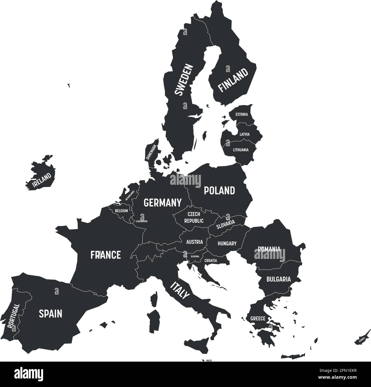 Carte politique de 27 États membres de l'Union européenne, de l'UE après le brexit en 2020. Illustration simple à vecteur plat Illustration de Vecteur