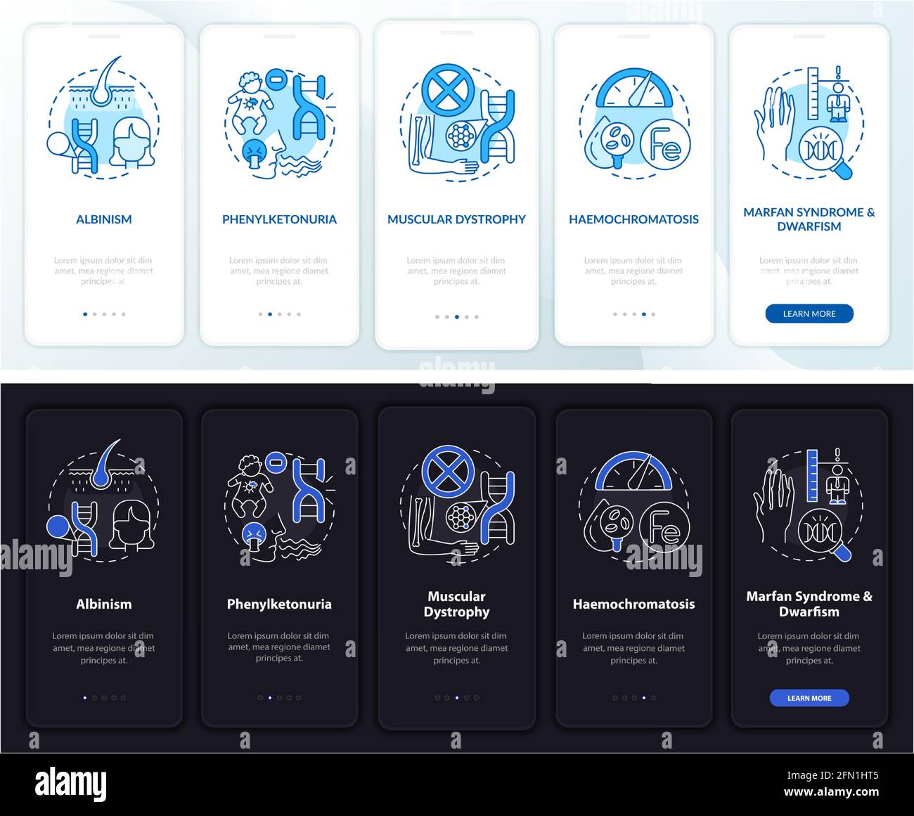 L'écran de la page d'application mobile d'intégration des troubles génétiques les plus courants avec concepts Illustration de Vecteur