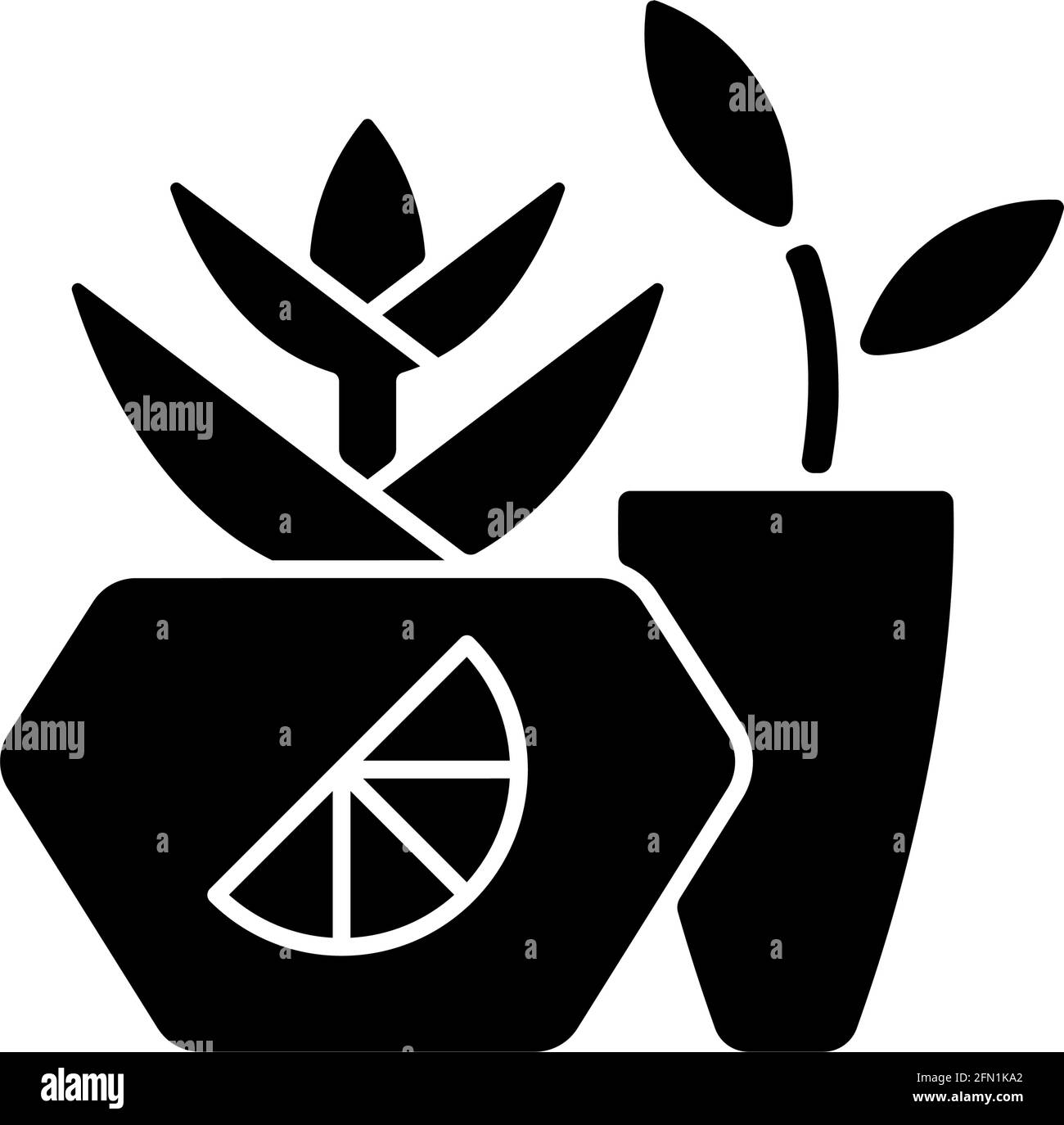 Icône en glyphe noir de marque représentant un pot de plantes Illustration de Vecteur