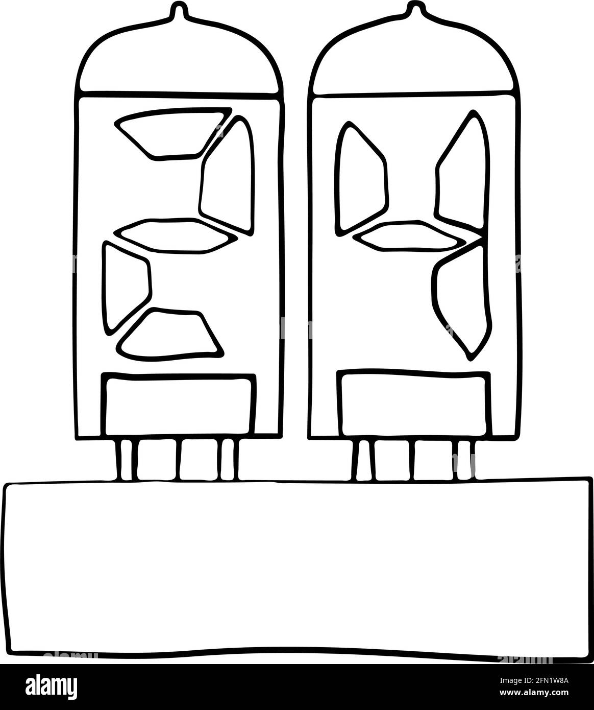 Icône de lampe numérique électrique. Conception d'esquisse dessinée à la main. Illustration vectorielle. Illustration de Vecteur