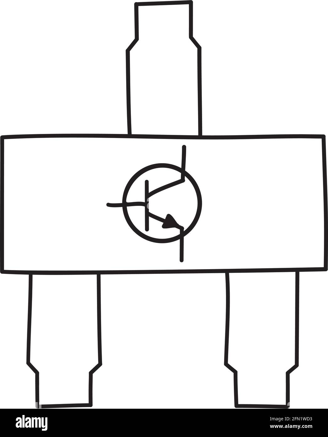 Icône transistor CMS. Conception d'esquisse dessinée à la main. Illustration vectorielle. Illustration de Vecteur