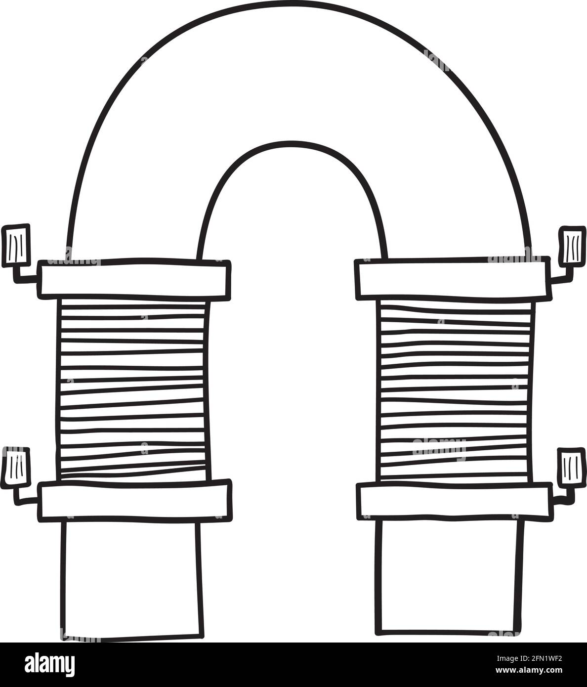 Icône de l'aimant électrique. Conception d'esquisse dessinée à la main. Illustration vectorielle. Illustration de Vecteur