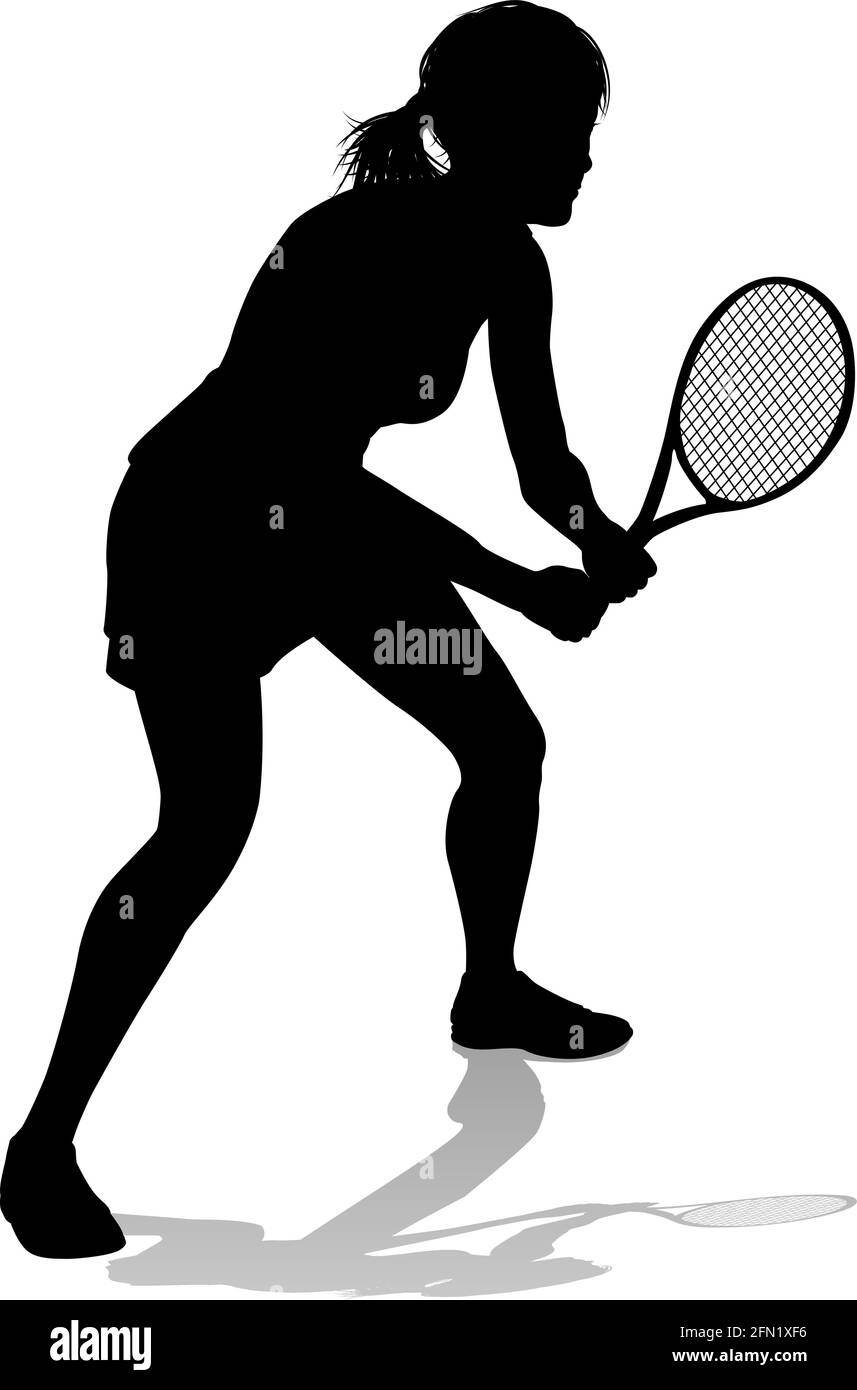 Tennis Silhouette Sport Player Femme Illustration de Vecteur