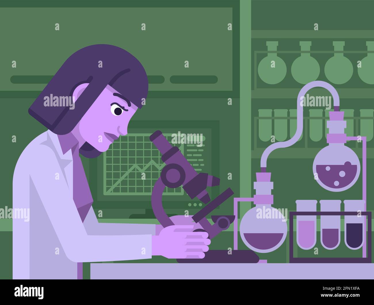 Femme scientifique Working in Laboratory Illustration de Vecteur