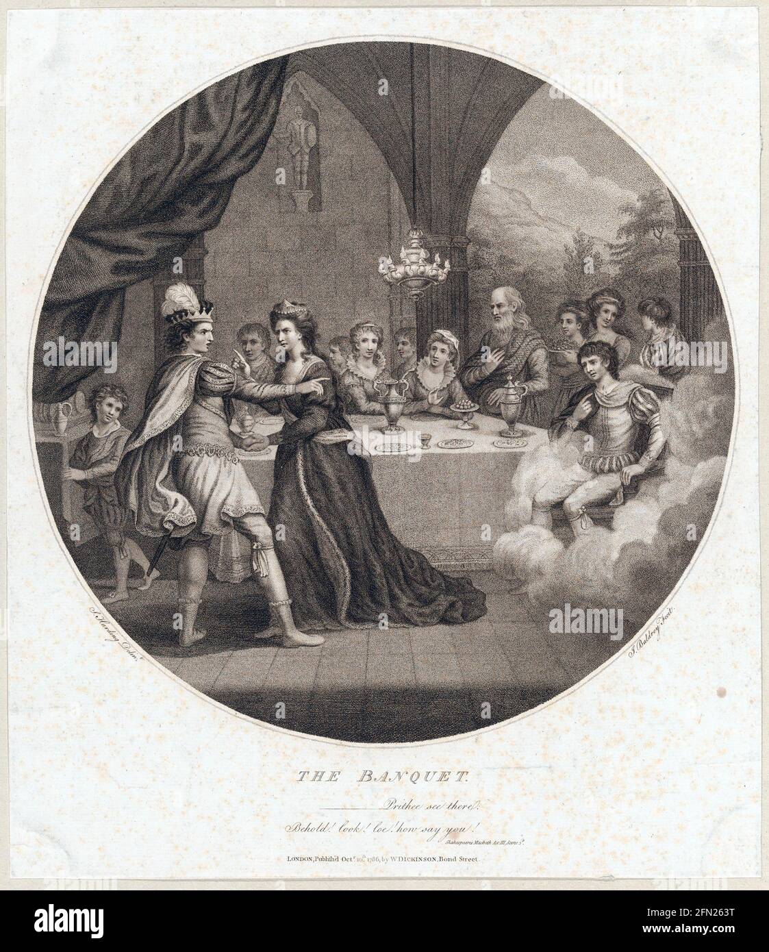 The banquet (Shakespeare, Macbeth, Act 3, scène 3) - 10 octobre 1786 - par John Baldrey Banque D'Images