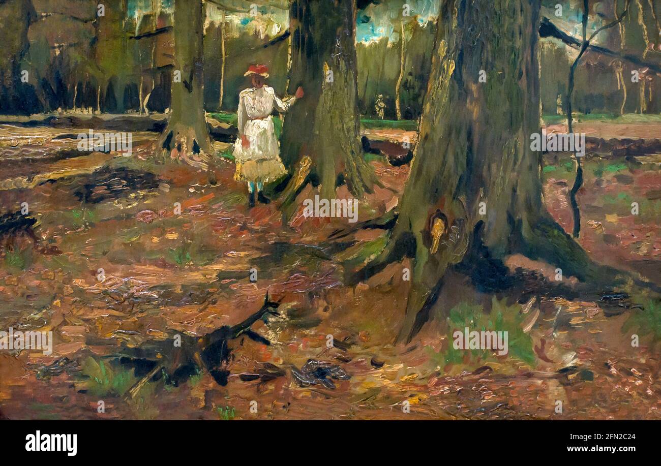 Girl in White in the Woods, Vincent van Gogh, 1882 ans, Kroller-Muller Museum, Hoge Veluwe National Park, Otterlo, pays-Bas, Europe Banque D'Images