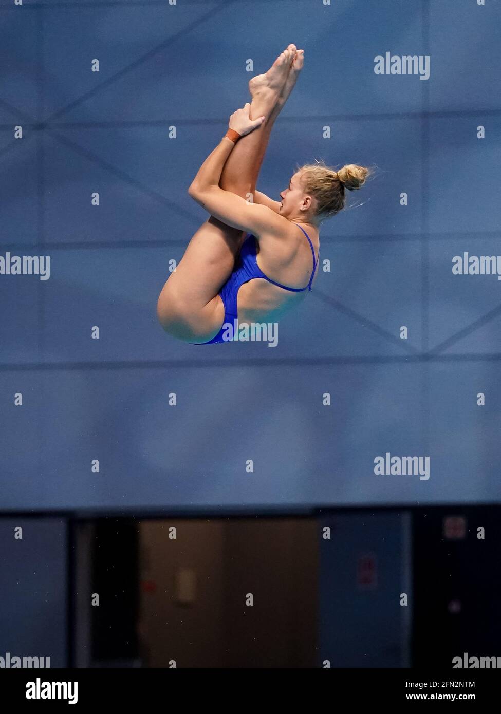 Budapest, Hongrie. 13 mai 2021. BUDAPEST, HONGRIE - MAI 13: Helle Tuxen de Norvège en compétition sur la plate-forme de Womens 10M préliminaire pendant les championnats européens de plongée de LEN à Duna Arena le 13 mai 2021 à Budapest, Hongrie (photo par Andre Weening/Orange Pictures) crédit: Orange pics BV/Alay Live News Banque D'Images