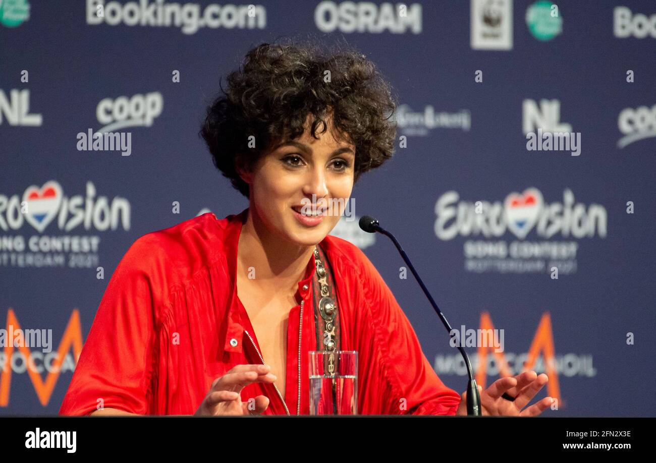 Rotterdam, pays-Bas. 13 mai 2021. Barbara Pravi, représentant de la France, qui donne une conférence de presse au concours Eurovision 2021. Crédit : Nearchos/Alamy Live News Banque D'Images