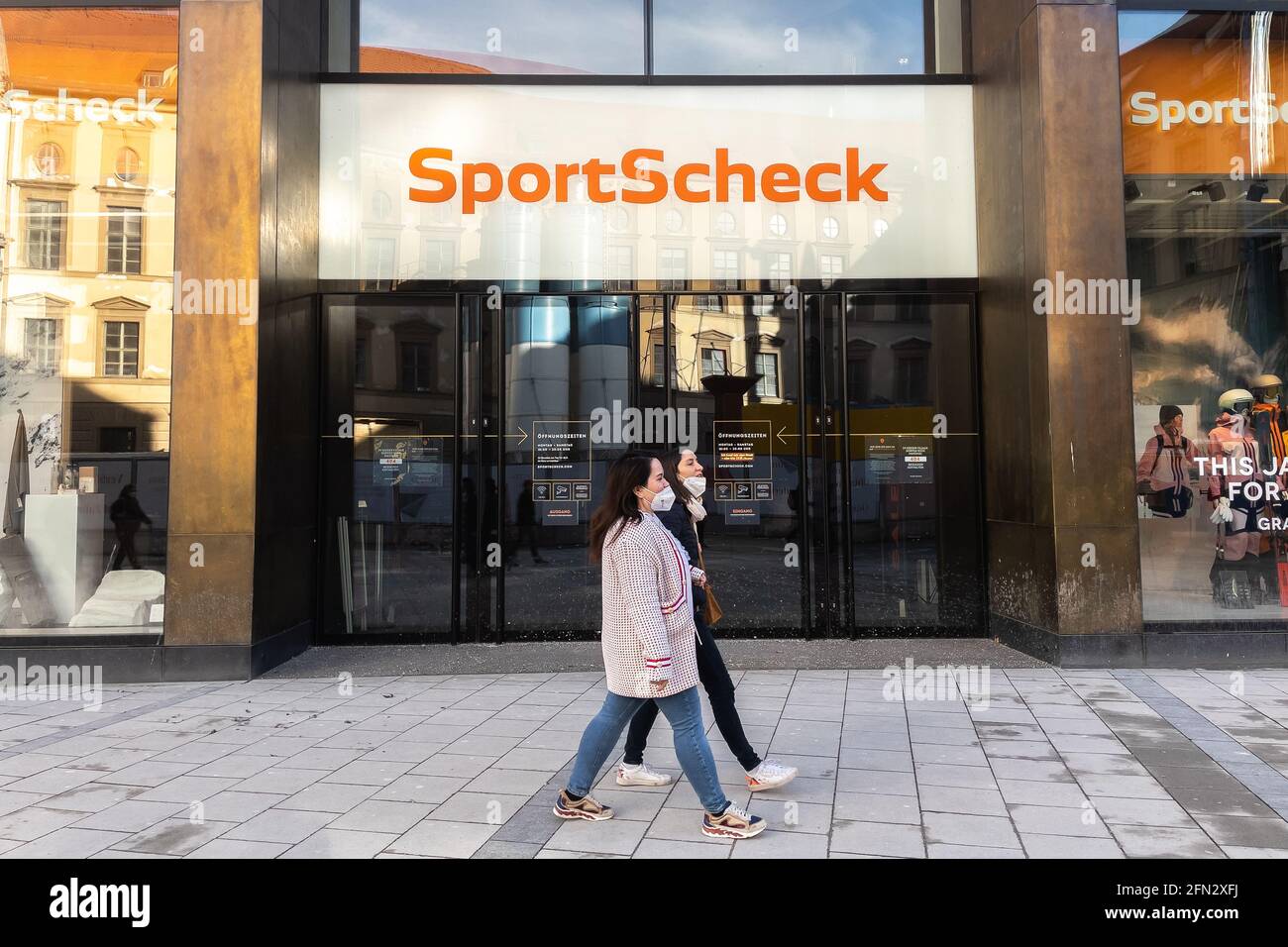 Boutique Sportscheck sportswear à Munich Banque D'Images
