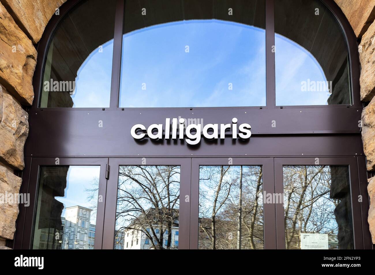 Logo de la boutique de meubles Calligaris à Munich, Allemagne Banque D'Images