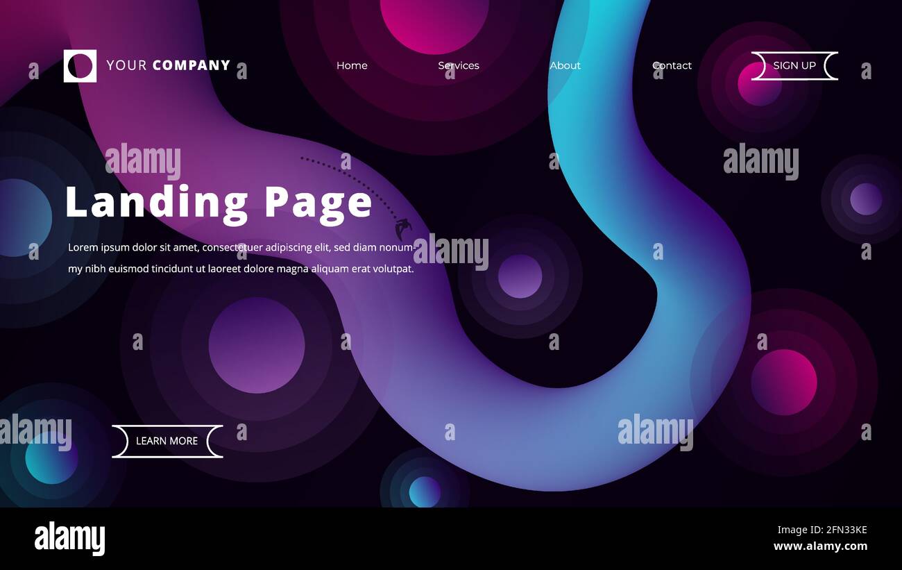 Page d'arrivée violet rose design pour sites web illustration vectorielle. Illustration de Vecteur