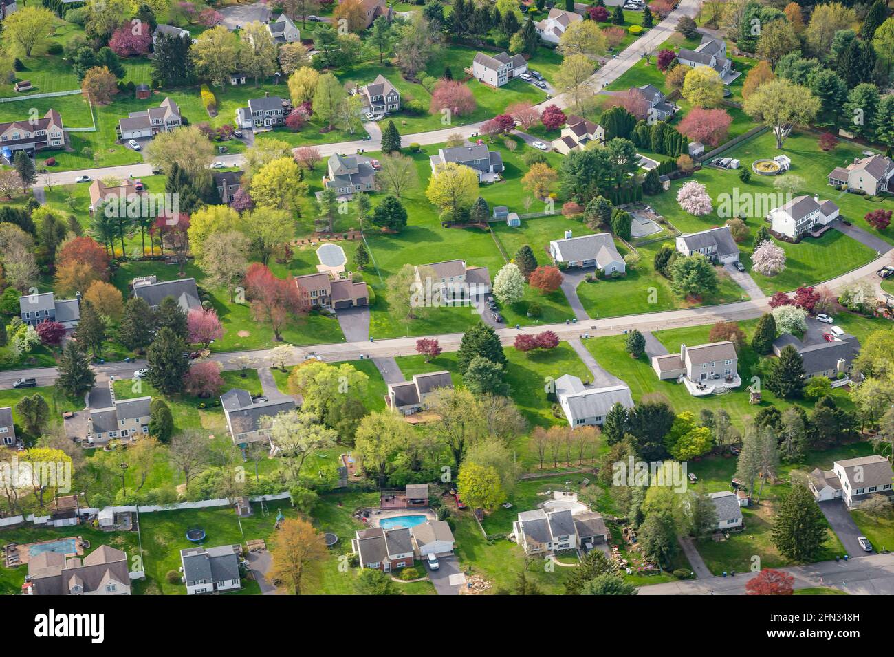 Vue aérienne du quartier de banlieue, Pennsylvanie, États-Unis Banque D'Images