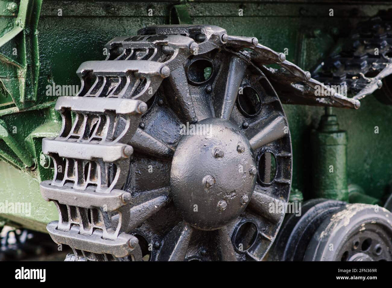 Les chars allemands de guerre abandonnés et ses détails dans le musée. Exploration d'urbex dans la campagne allemande. Banque D'Images