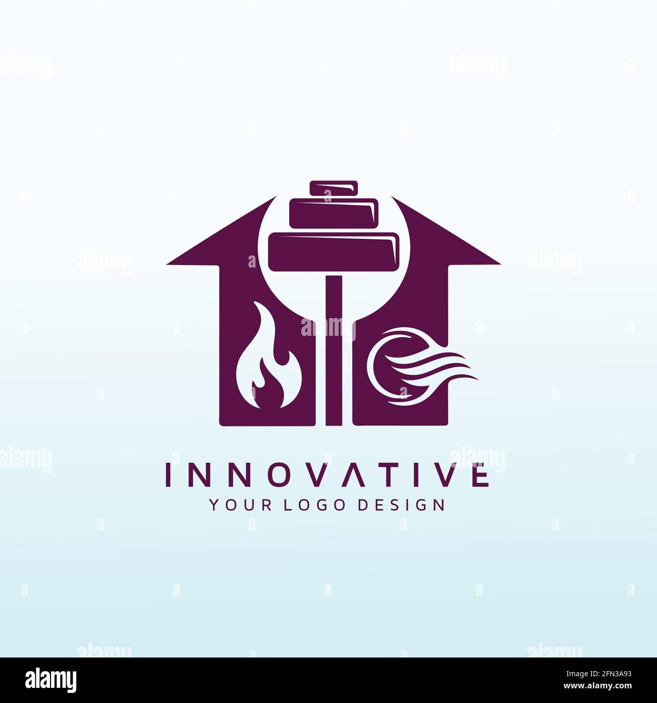 logo de conditionnement physique sur le chauffage et la climatisation Illustration de Vecteur