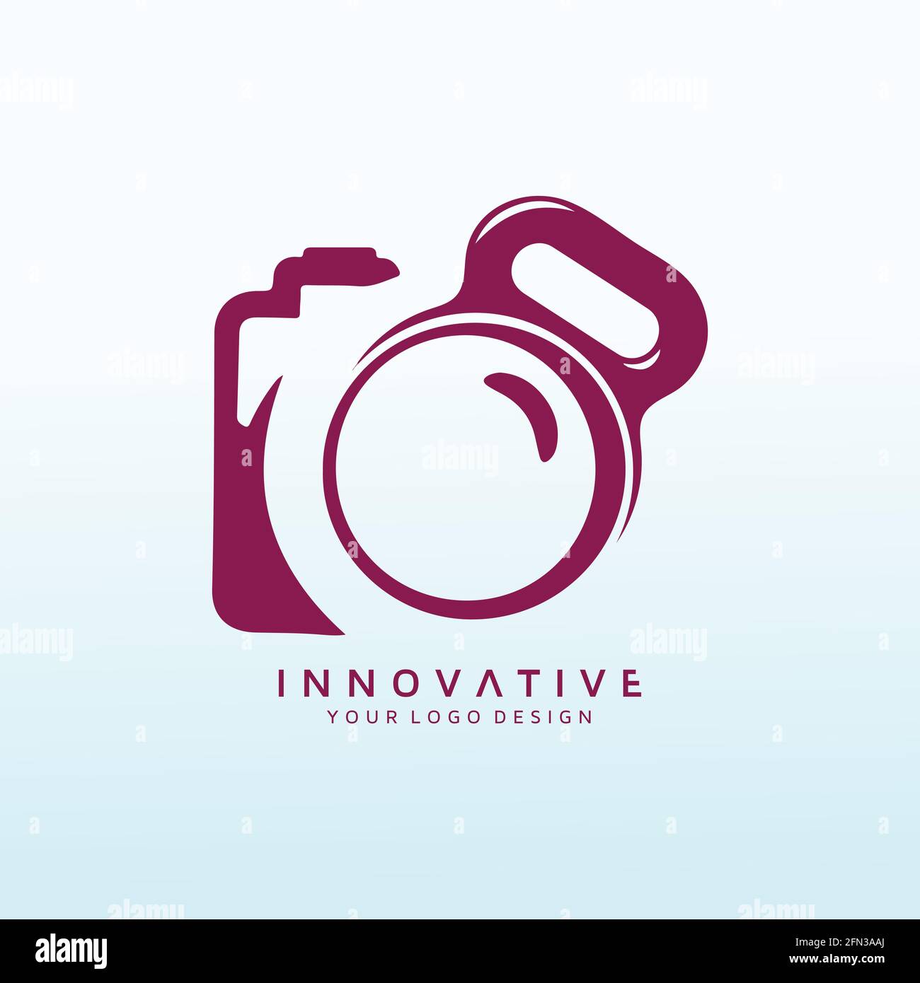 logo de photographie de l'appareil photo avec icône représentant un haltère Illustration de Vecteur