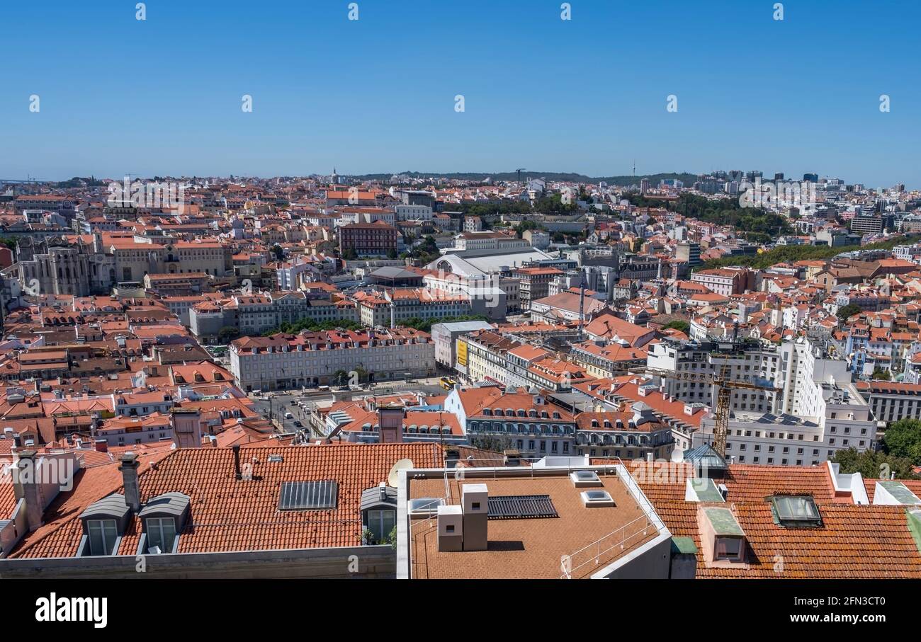 Lisbonne - vue depuis le château de St George Banque D'Images