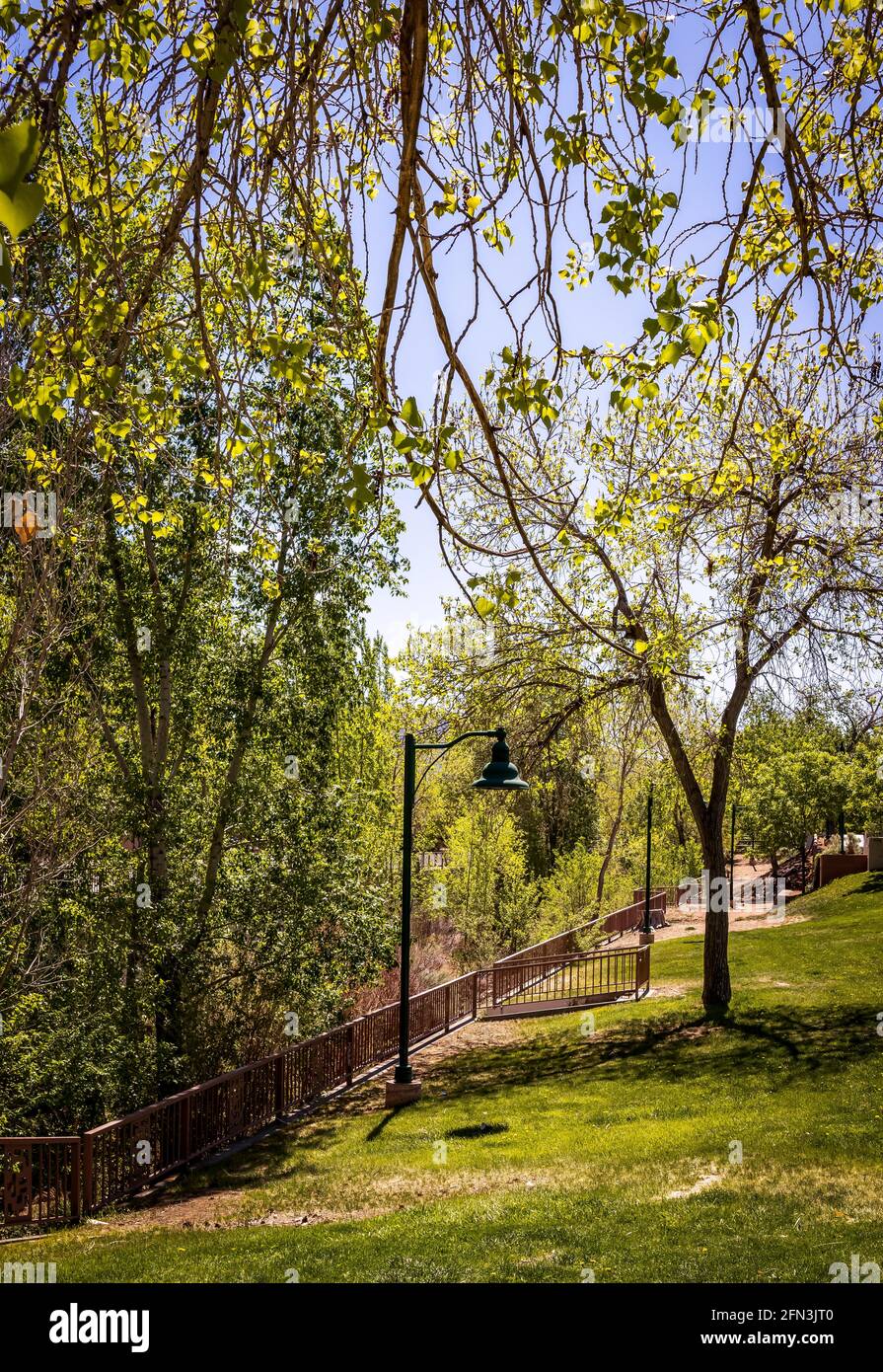 Le parc près du centre-ville de Santa Fe, NOUVEAU-MEXIQUE Banque D'Images