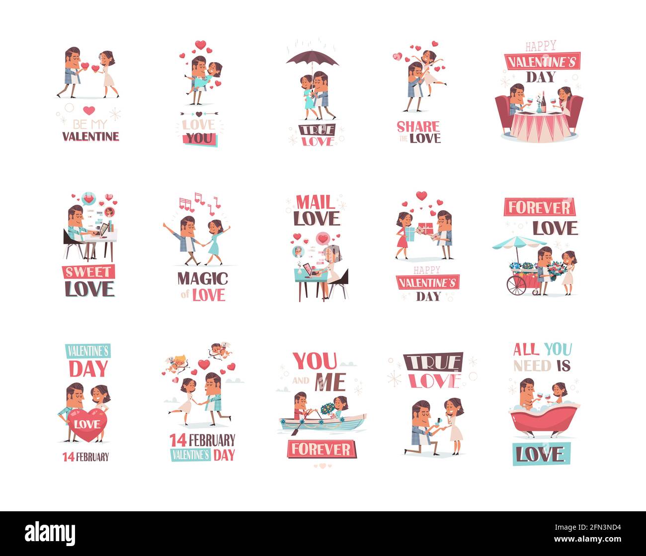 ensemble couple en amour petite amie et petit ami ayant plaisir saint valentin concept de célébration de jour Illustration de Vecteur