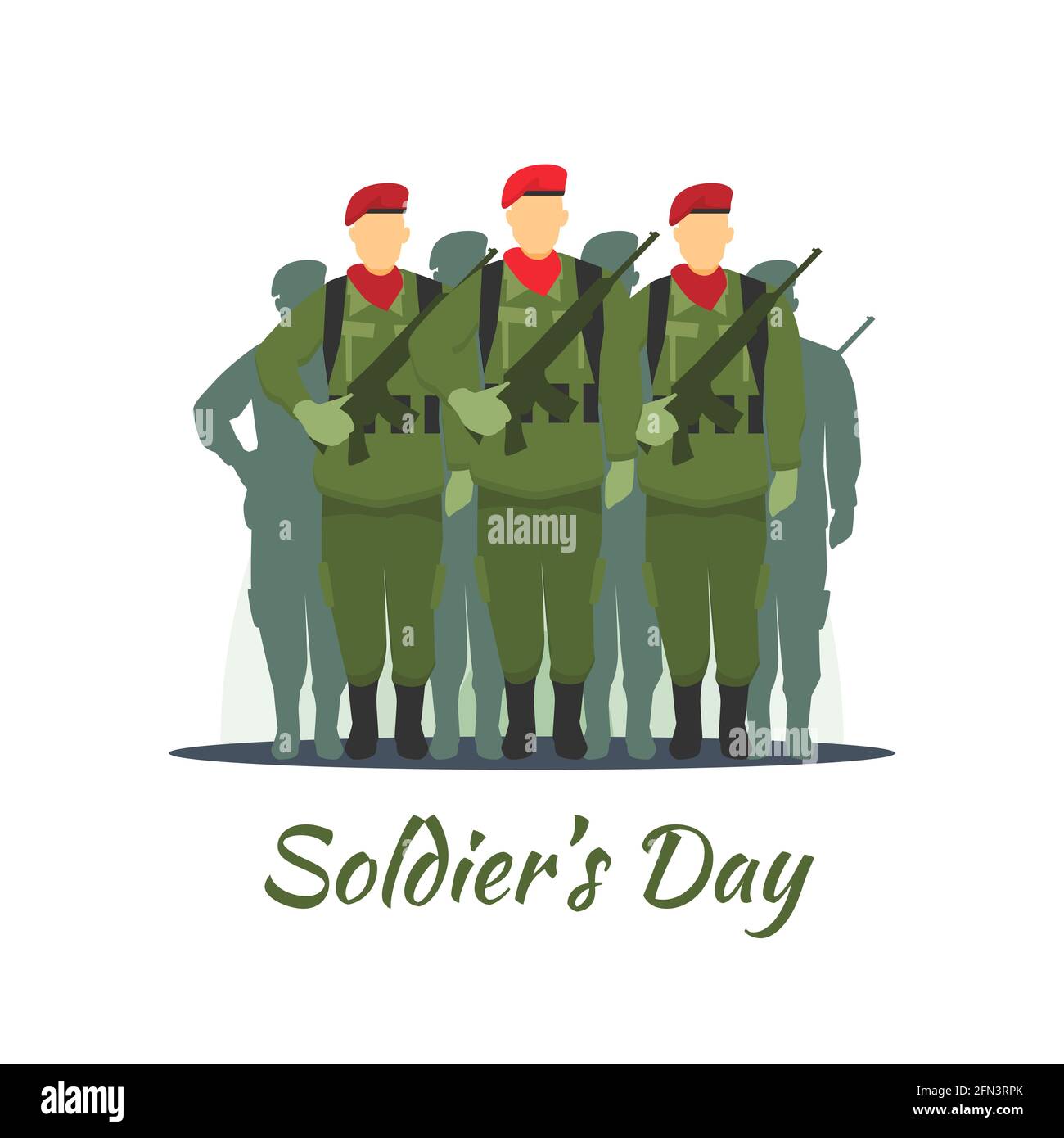Affiche du jour du soldat. Honorer tous ceux qui ont servi. Illustration du jour du soldat avec silhouette Illustration de Vecteur